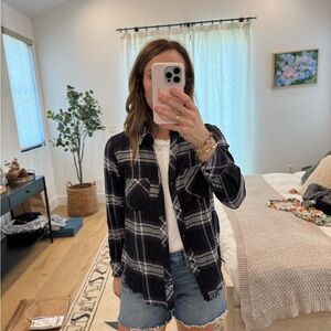 Rails Charcoal/Black and White Plaid Shirt